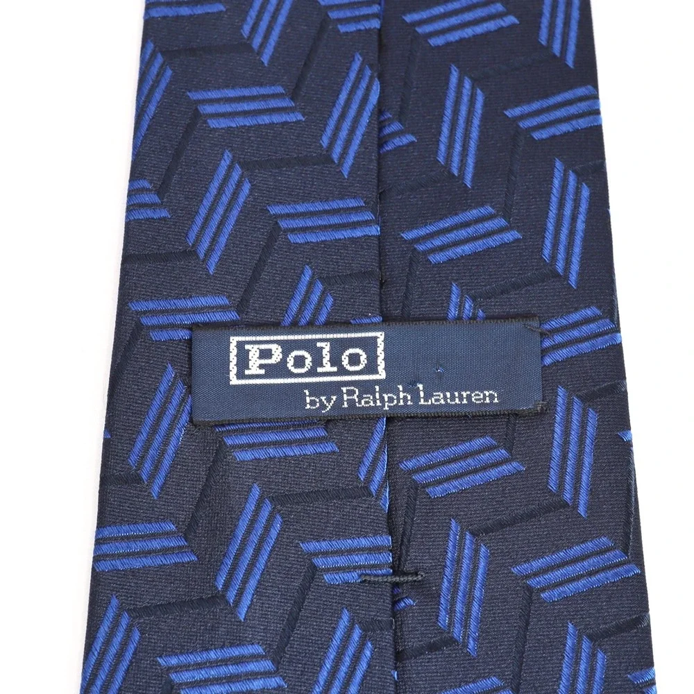 Polo‎ Ralph Lauren Necktie Mens Blue Geometric Chevron Silk Classic Business Tie